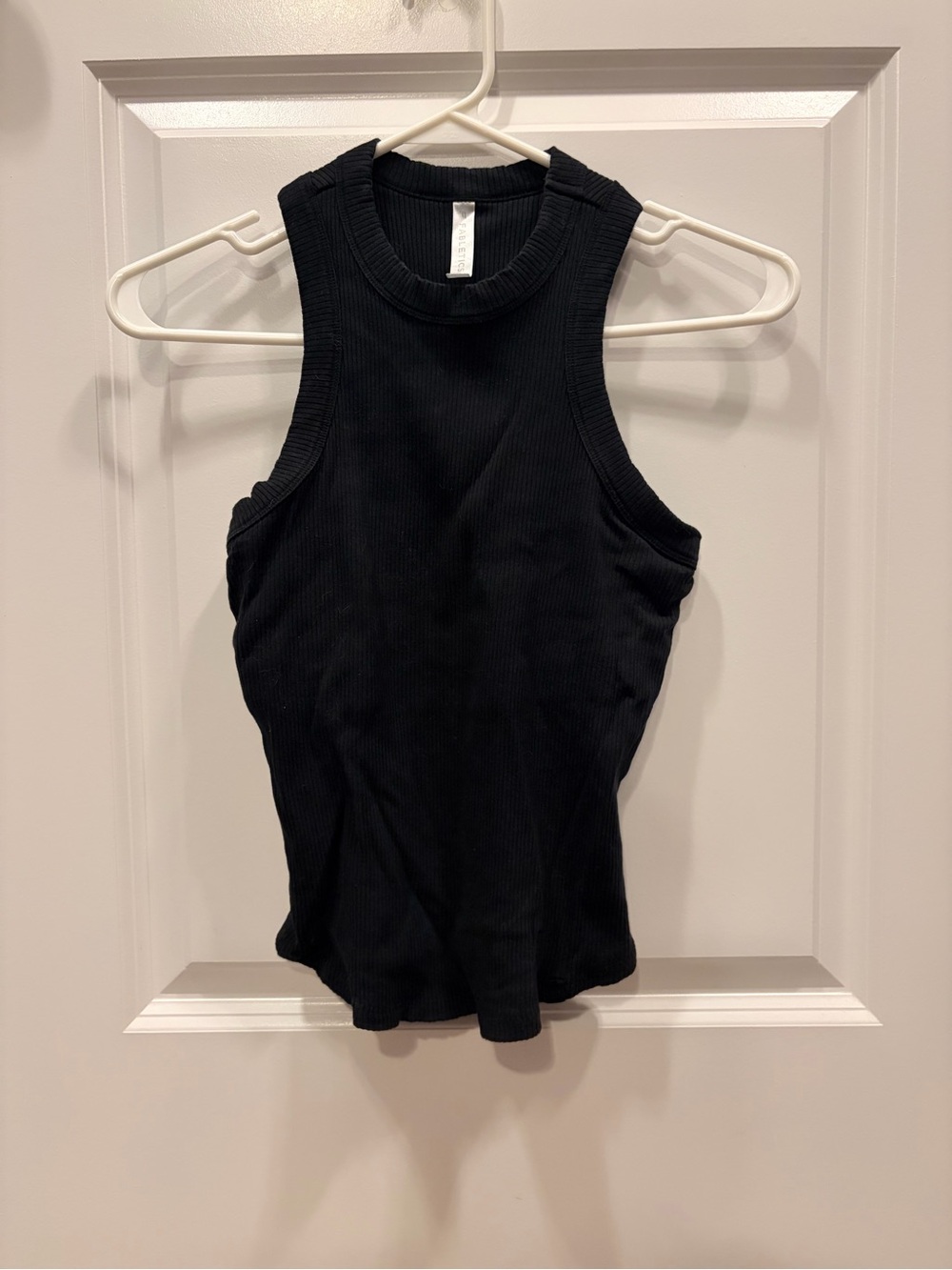 Fabletics Black Ribbed Crewneck Tank Top